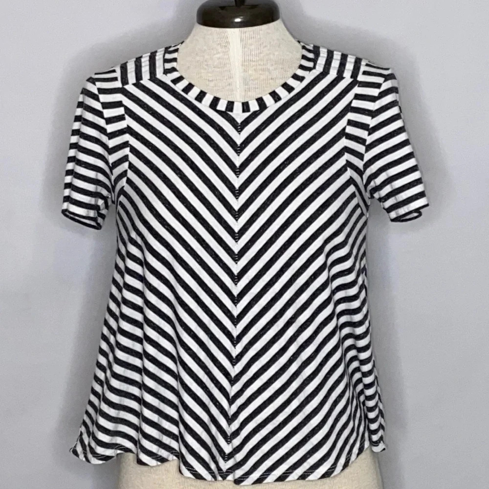 Rebecca Taylor Chevron Striped Swing Tee - Sz XS